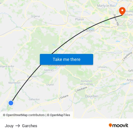 Jouy to Garches map