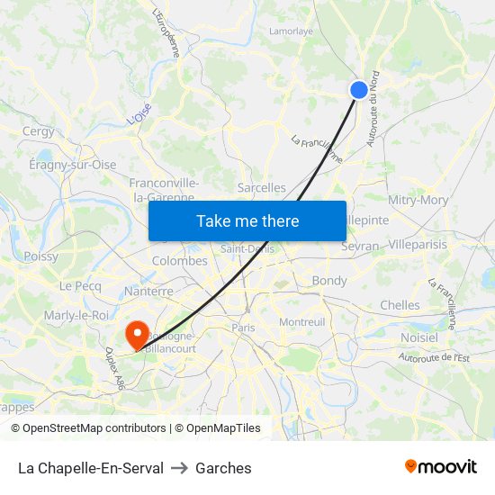 La Chapelle-En-Serval to Garches map