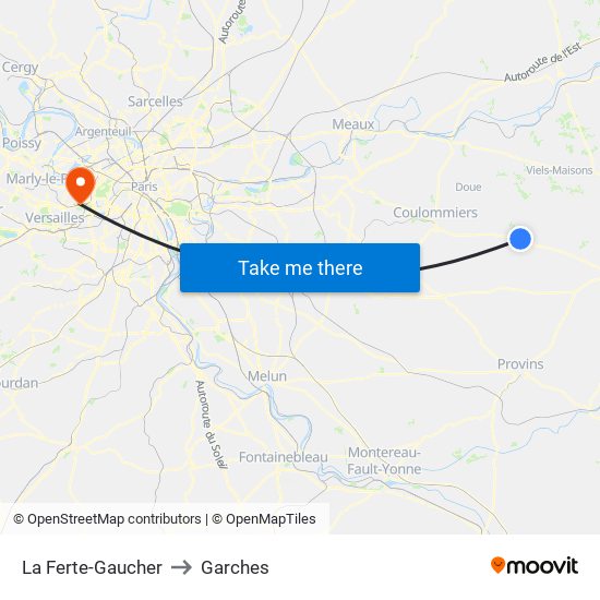 La Ferte-Gaucher to Garches map