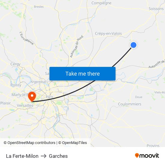 La Ferte-Milon to Garches map