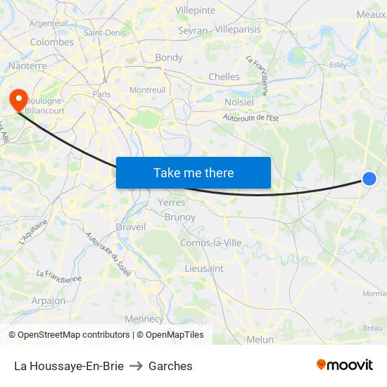 La Houssaye-En-Brie to Garches map