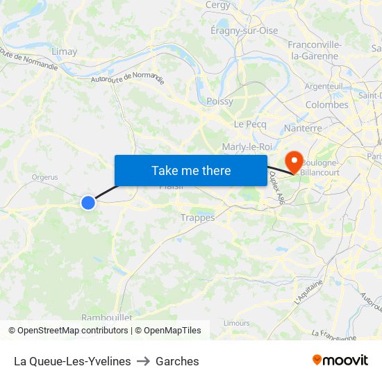 La Queue-Les-Yvelines to Garches map