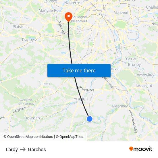 Lardy to Garches map
