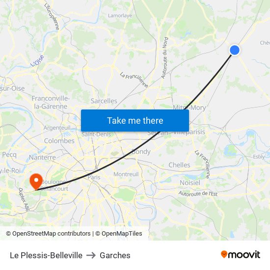 Le Plessis-Belleville to Garches map