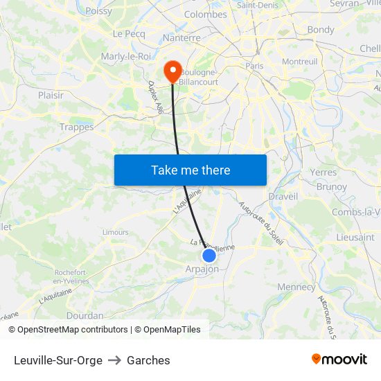 Leuville-Sur-Orge to Garches map