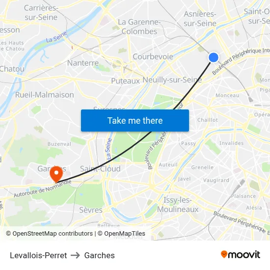 Levallois-Perret to Garches map