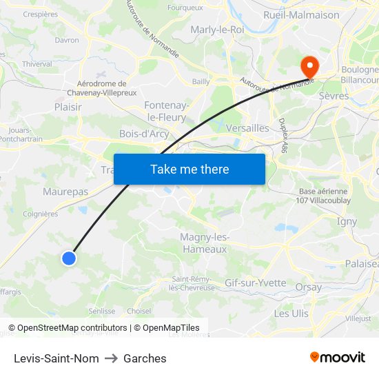 Levis-Saint-Nom to Garches map