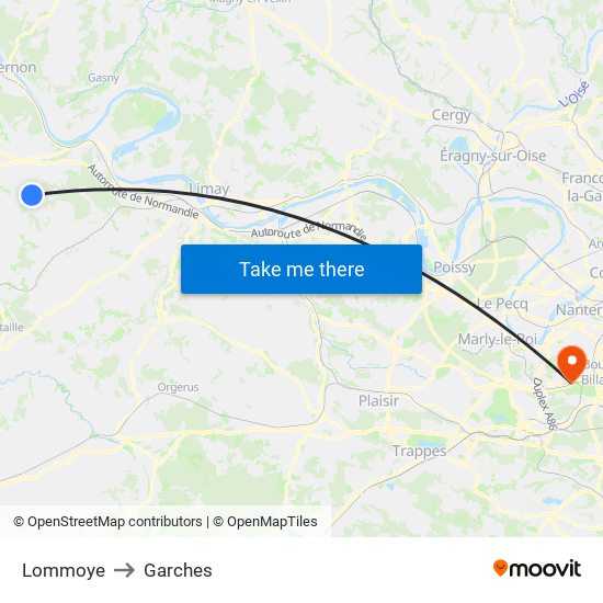 Lommoye to Garches map