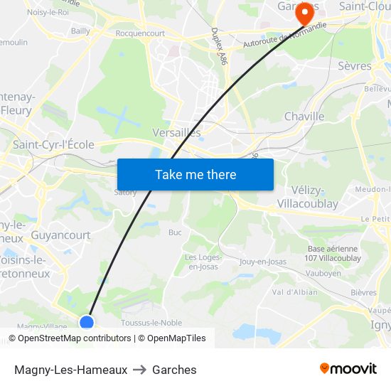 Magny-Les-Hameaux to Garches map