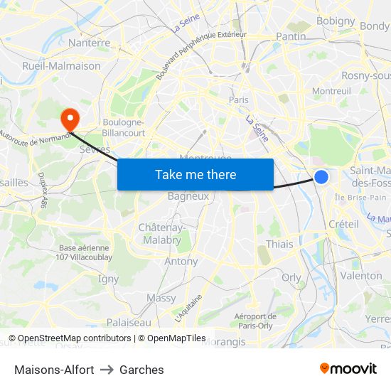 Maisons-Alfort to Garches map