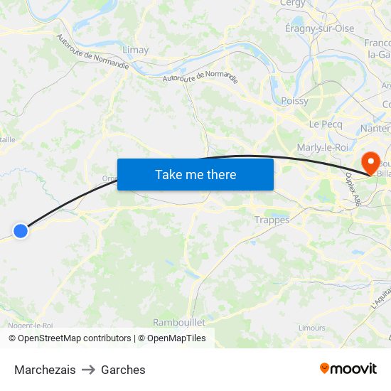 Marchezais to Garches map