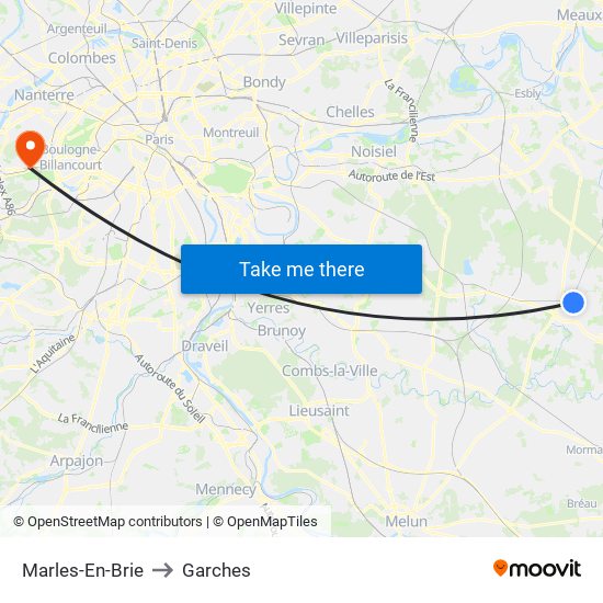Marles-En-Brie to Garches map