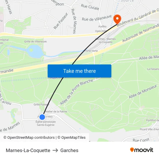 Marnes-La-Coquette to Garches map