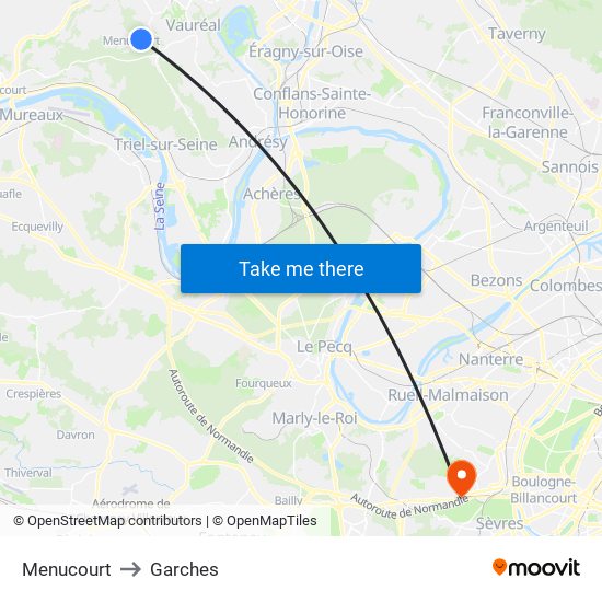 Menucourt to Garches map