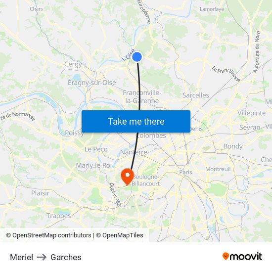 Meriel to Garches map