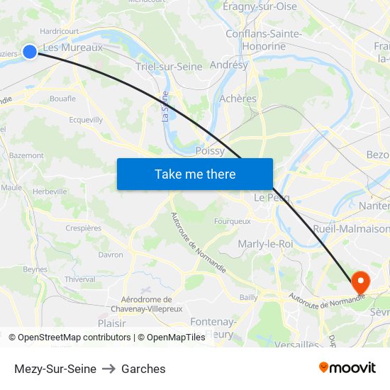 Mezy-Sur-Seine to Garches map