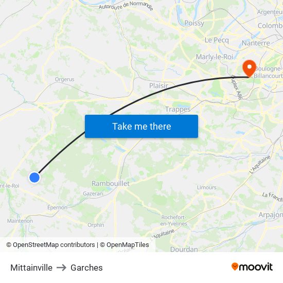 Mittainville to Garches map