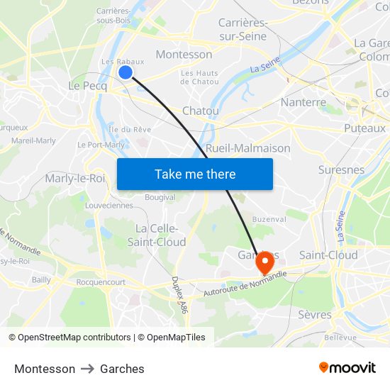 Montesson to Garches map