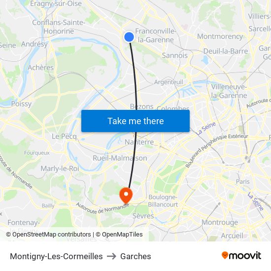 Montigny-Les-Cormeilles to Garches map