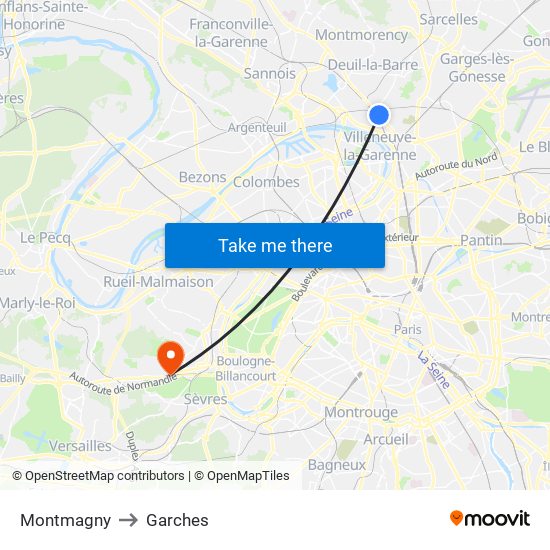 Montmagny to Garches map