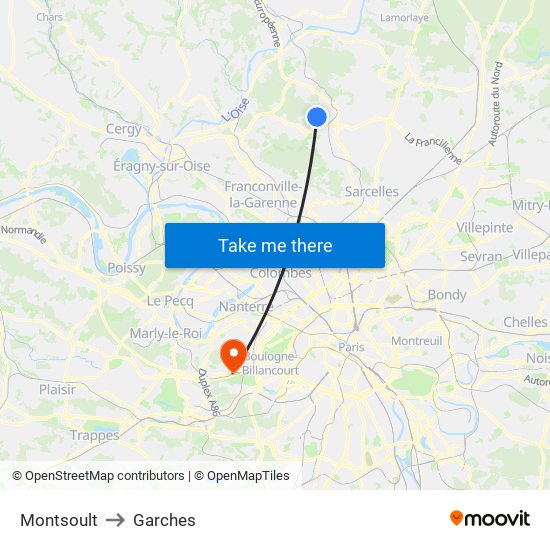 Montsoult to Garches map