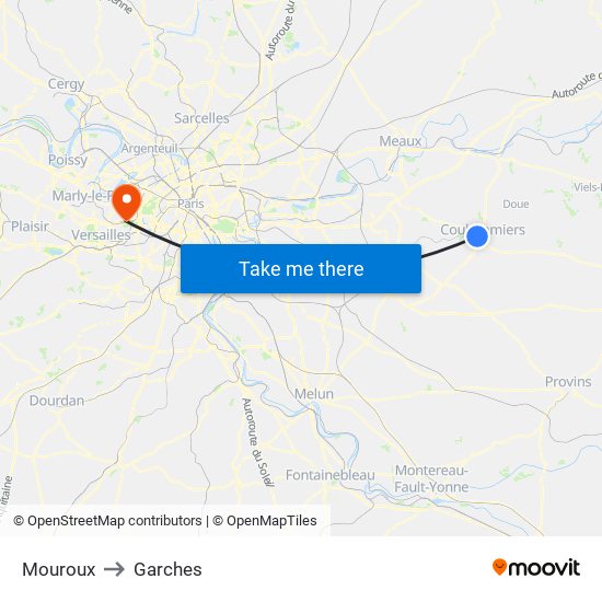 Mouroux to Garches map