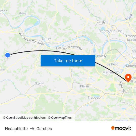 Neauphlette to Garches map