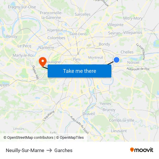 Neuilly-Sur-Marne to Garches map