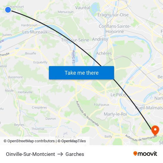 Oinville-Sur-Montcient to Garches map