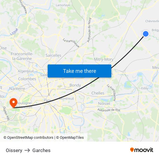 Oissery to Garches map
