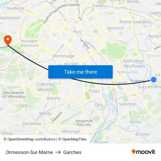 Ormesson-Sur-Marne to Garches map