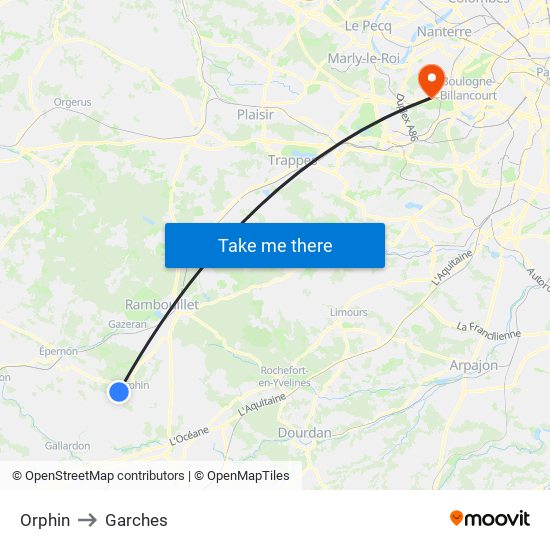 Orphin to Garches map