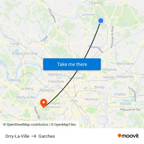 Orry-La-Ville to Garches map