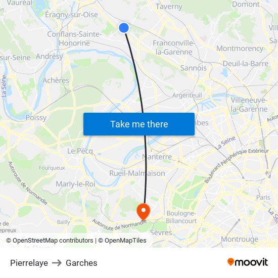 Pierrelaye to Garches map