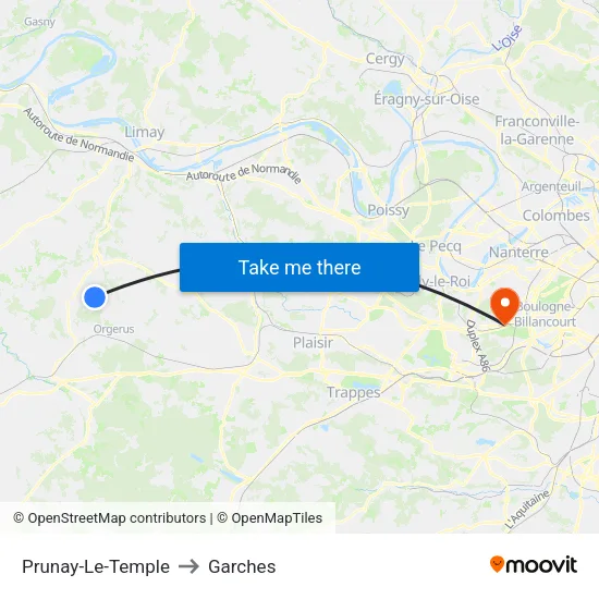 Prunay-Le-Temple to Garches map