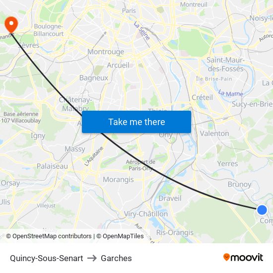 Quincy-Sous-Senart to Garches map