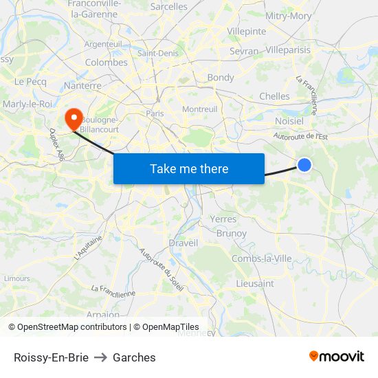 Roissy-En-Brie to Garches map