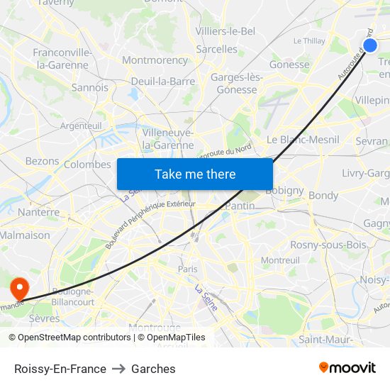 Roissy-En-France to Garches map