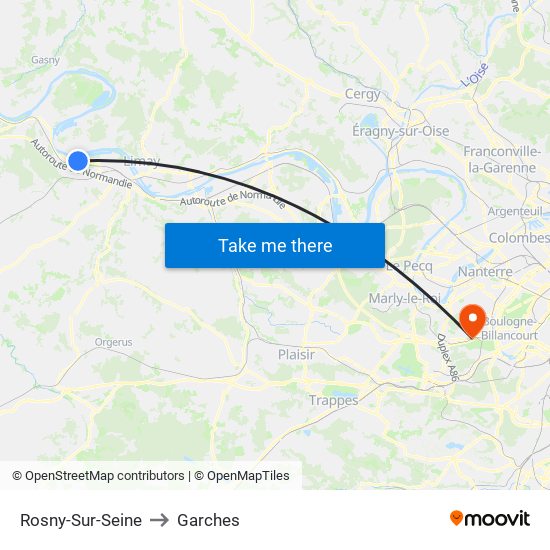 Rosny-Sur-Seine to Garches map