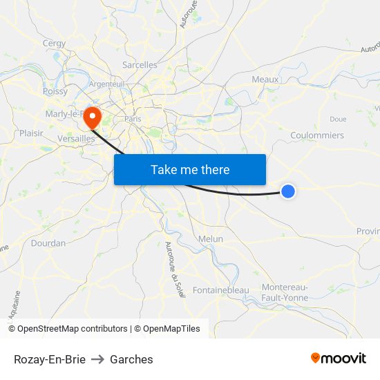 Rozay-En-Brie to Garches map