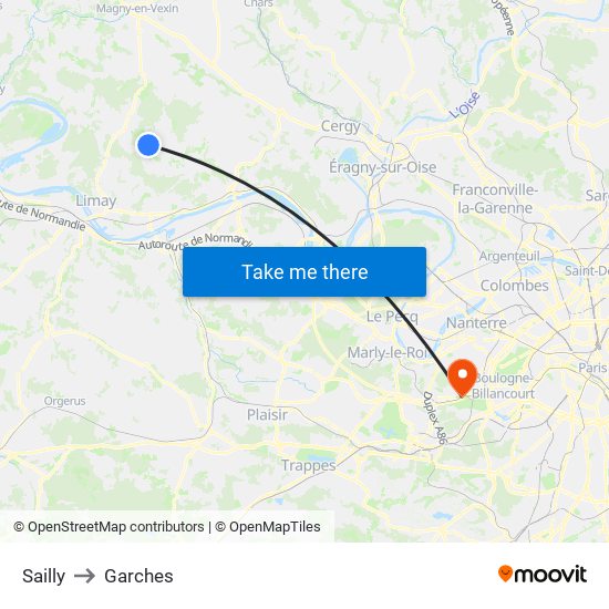 Sailly to Garches map