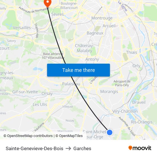 Sainte-Genevieve-Des-Bois to Garches map
