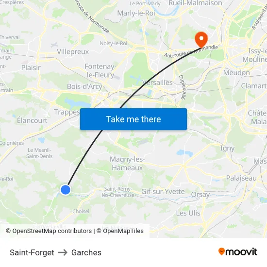 Saint-Forget to Garches map