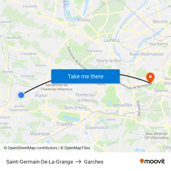 Saint-Germain-De-La-Grange to Garches map