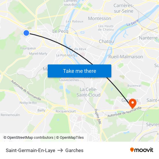 Saint-Germain-En-Laye to Garches map