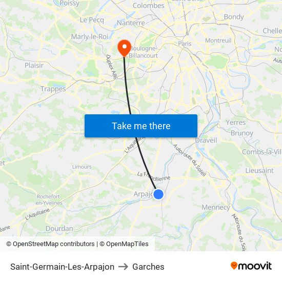 Saint-Germain-Les-Arpajon to Garches map