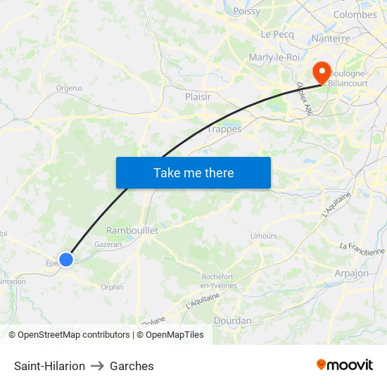 Saint-Hilarion to Garches map