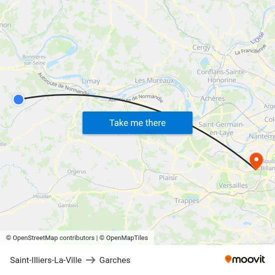 Saint-Illiers-La-Ville to Garches map