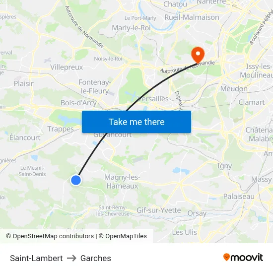 Saint-Lambert to Garches map