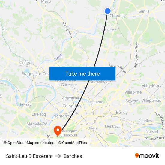 Saint-Leu-D'Esserent to Garches map